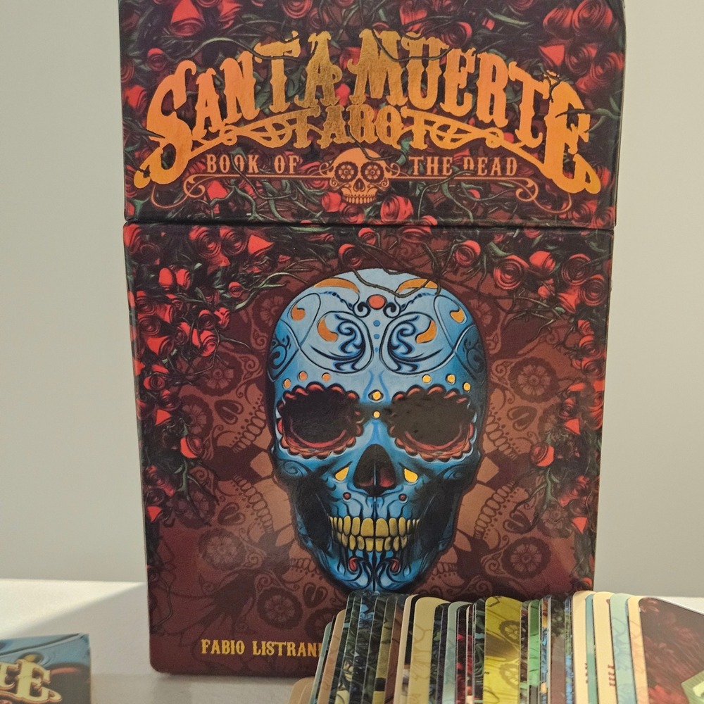 Santa Muerte Tarot Deck Multicolor Book of the Dead Fabio with Book True Size